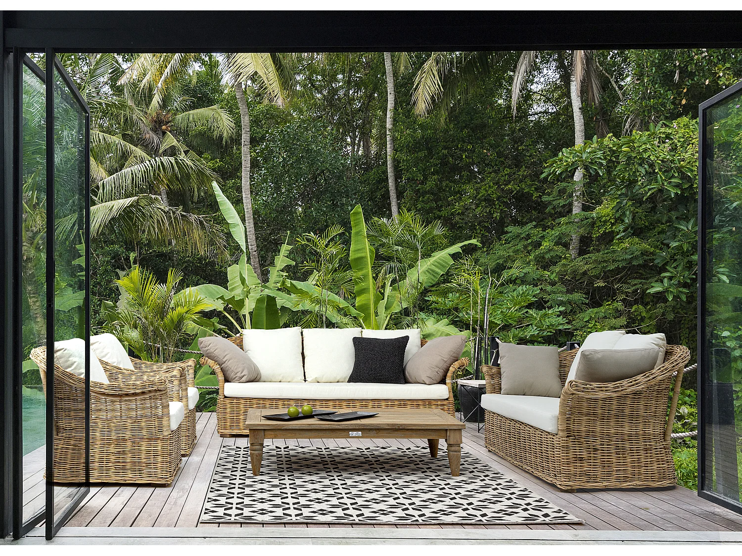 Table basse de jardin rectangle en bois teck Balou L 120cm