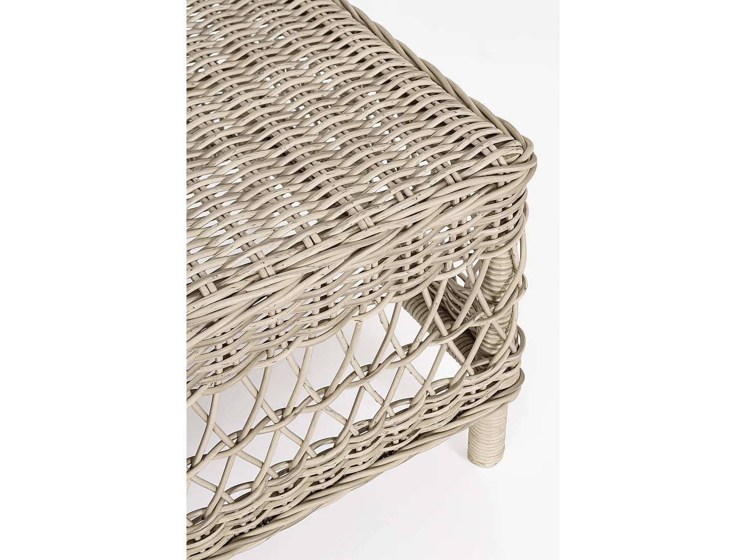 Guliver beige gevlochten tuinsalontafel van synthetische vezels 80 cm