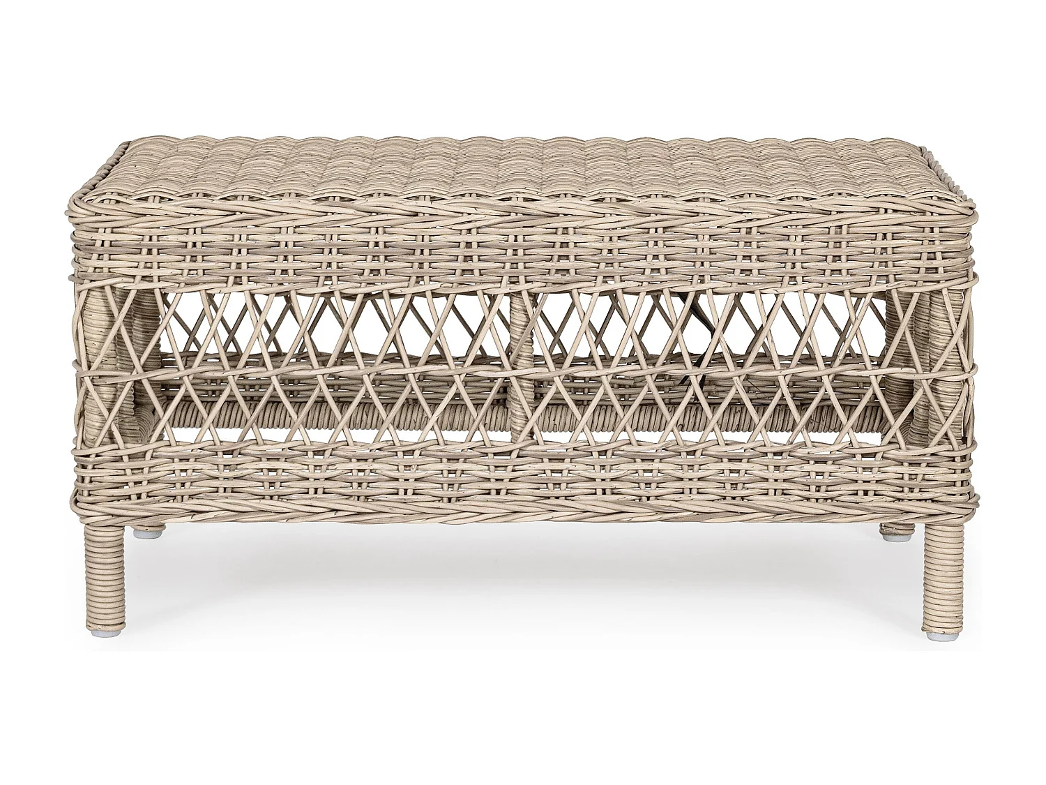 Table basse de jardin tressages fibres synthétiques beige Guliver 80cm