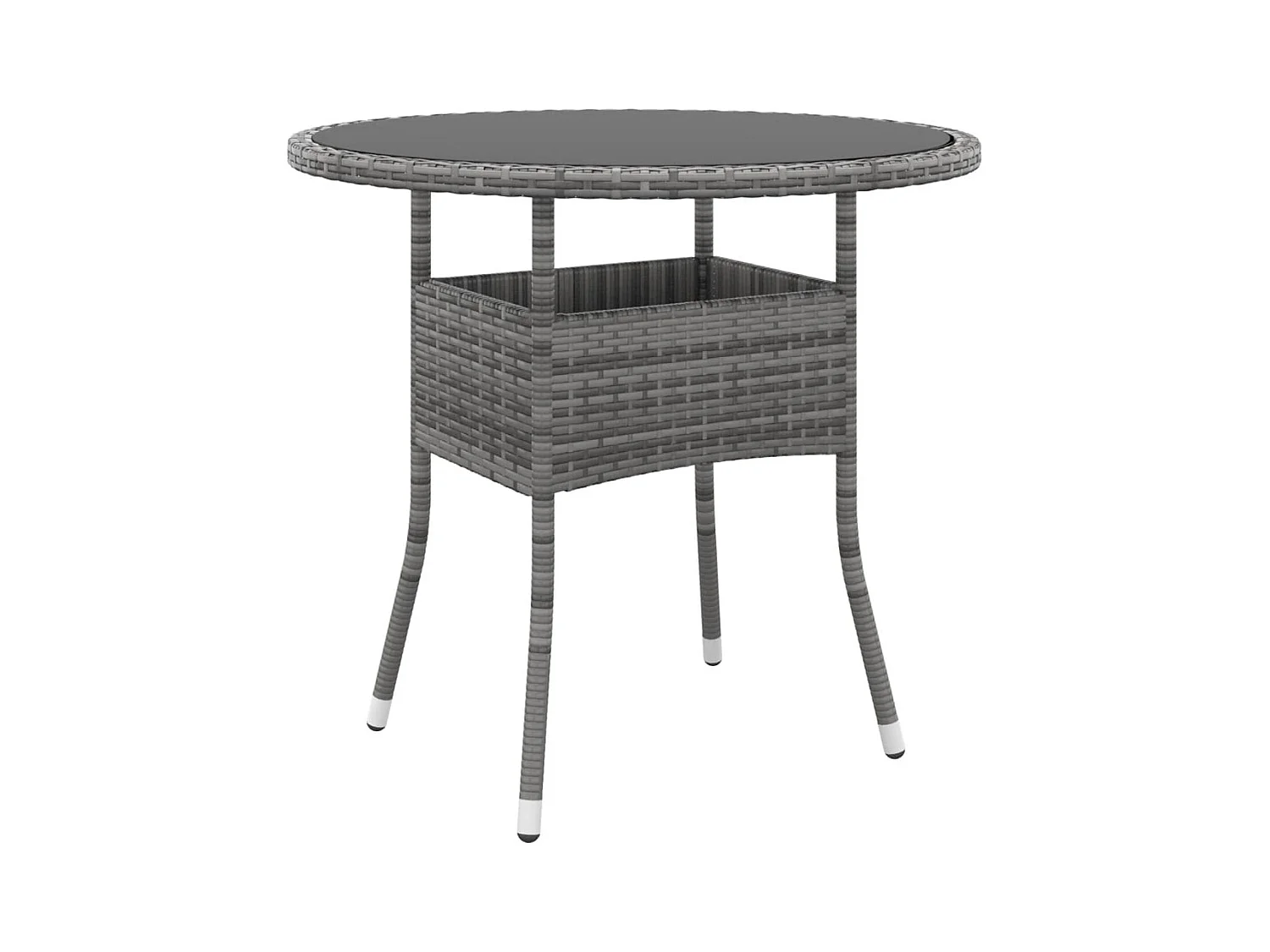 Table de jardin Ø80x75 Verre trempé-résine tressée Gris