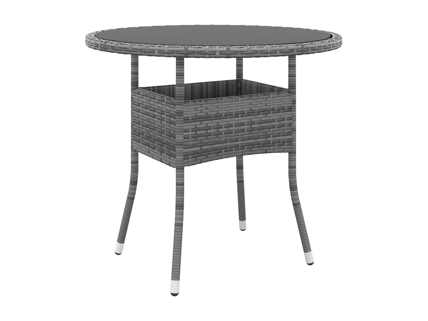 Table de jardin Ø80x75 Verre trempé-résine tressée Gris