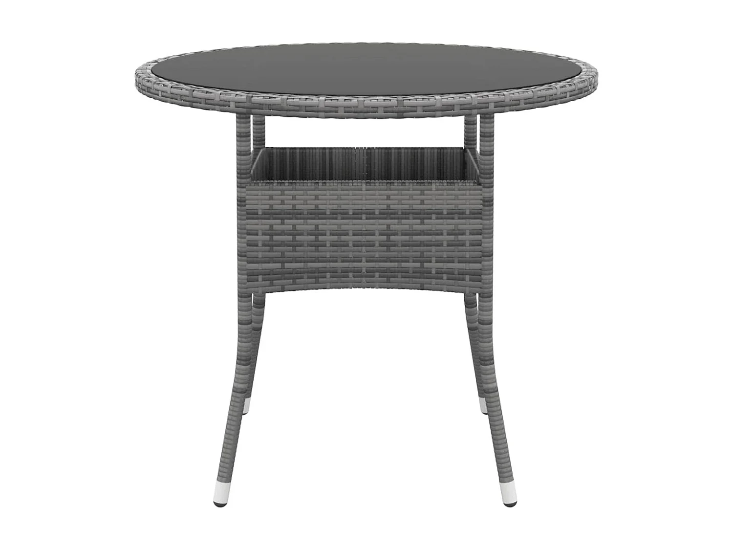 Table de jardin Ø80x75 Verre trempé-résine tressée Gris