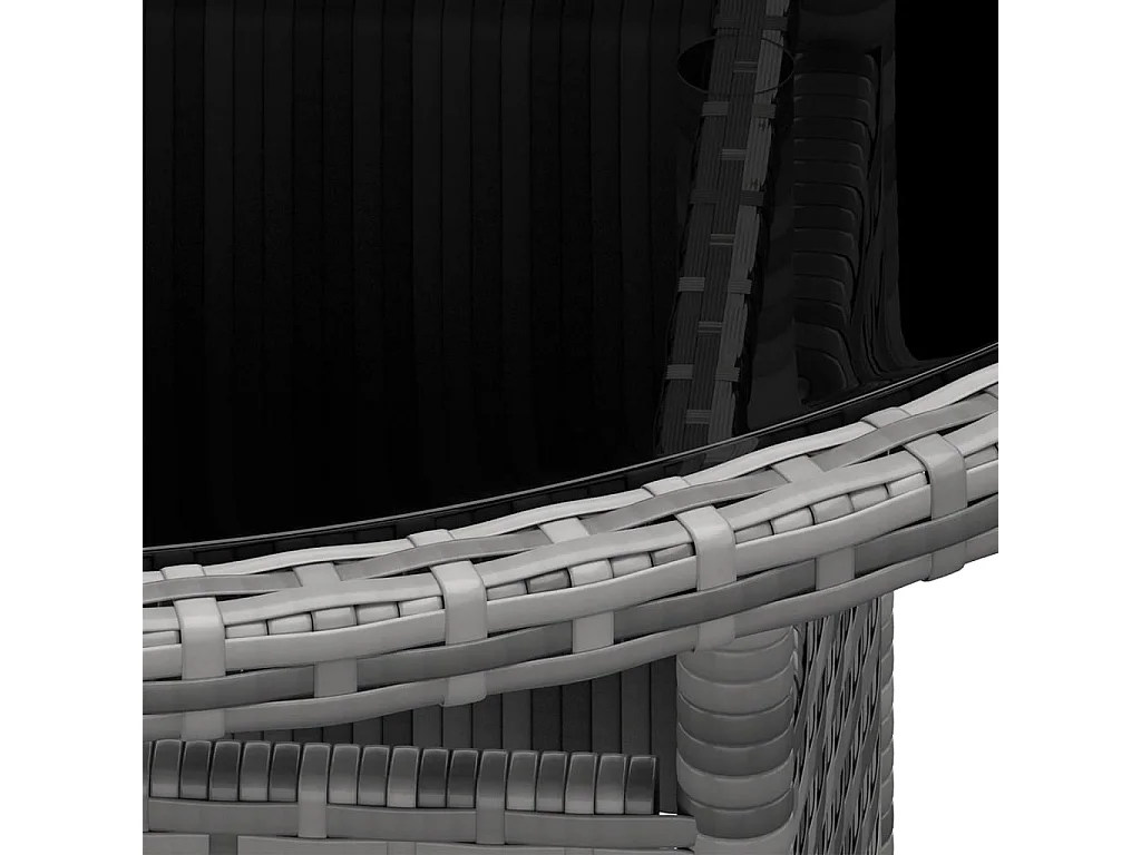 Table de jardin Ø80x75 Verre trempé-résine tressée Gris