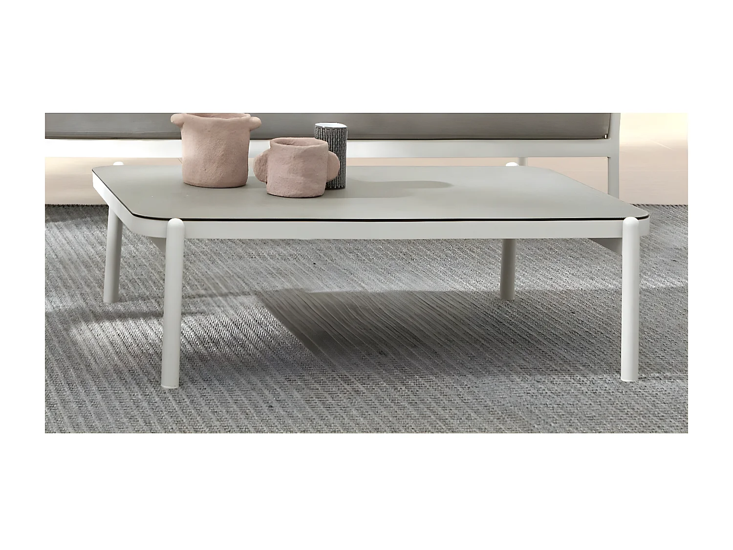 Table basse de jardin verre trempé bicolore Jim L 120cm