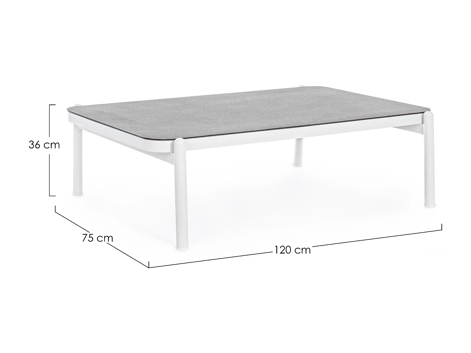 Table basse de jardin verre trempé bicolore Jim L 120cm