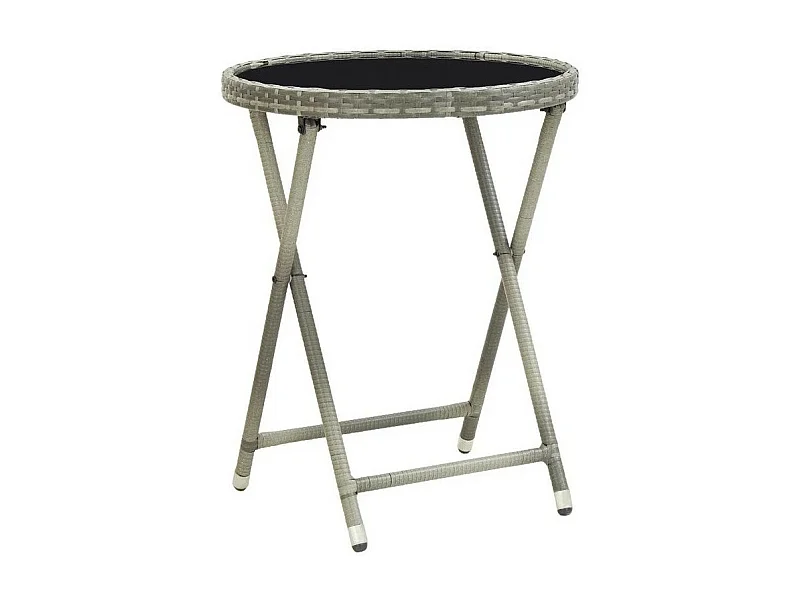 Table d'appoint de jardin verre noire et résine grise Abee