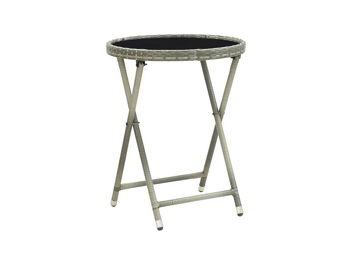 Table d'appoint de jardin verre noire et résine grise Abee