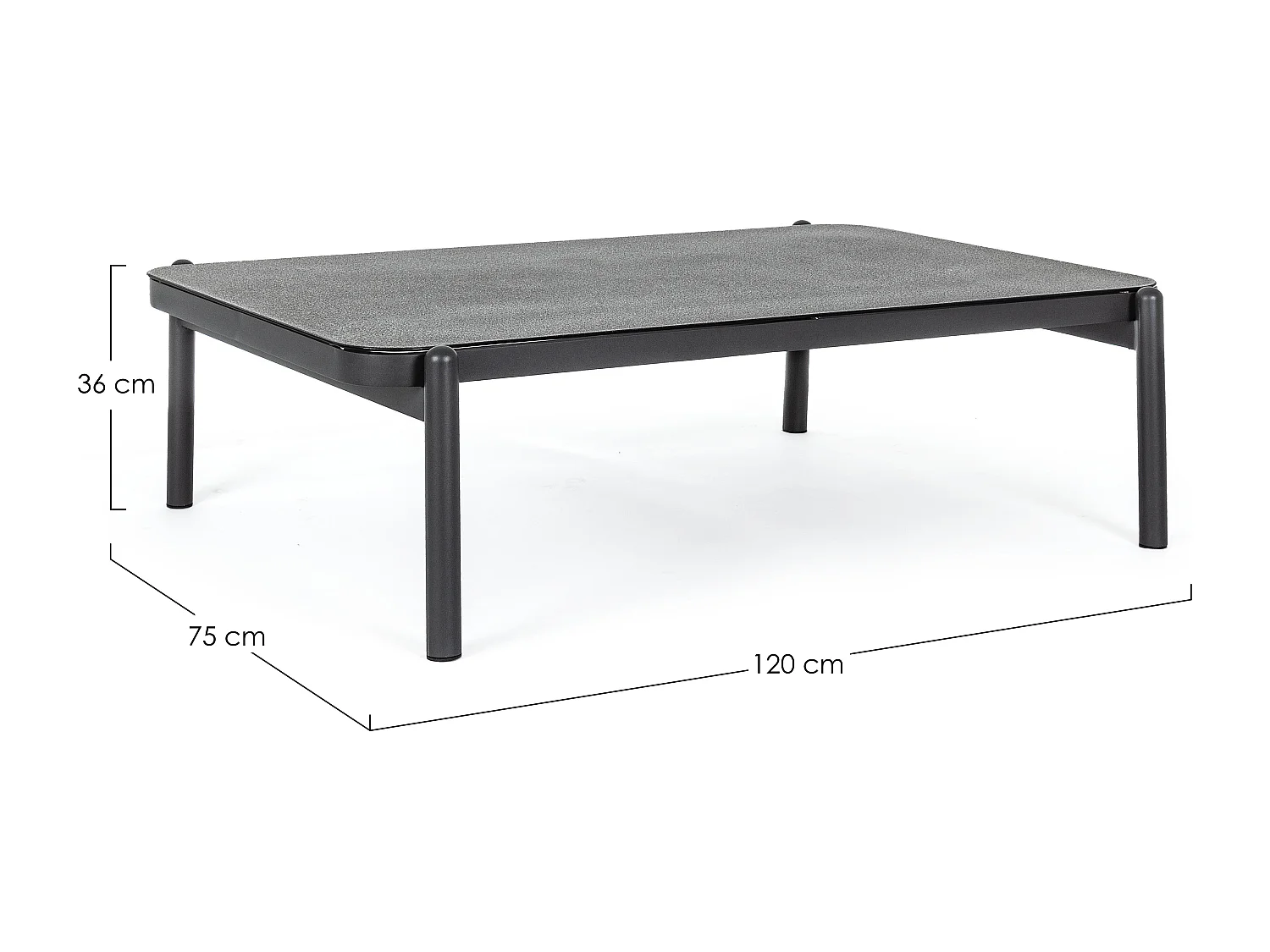 Table basse de jardin verre trempé et aluminium Jim L 120cm