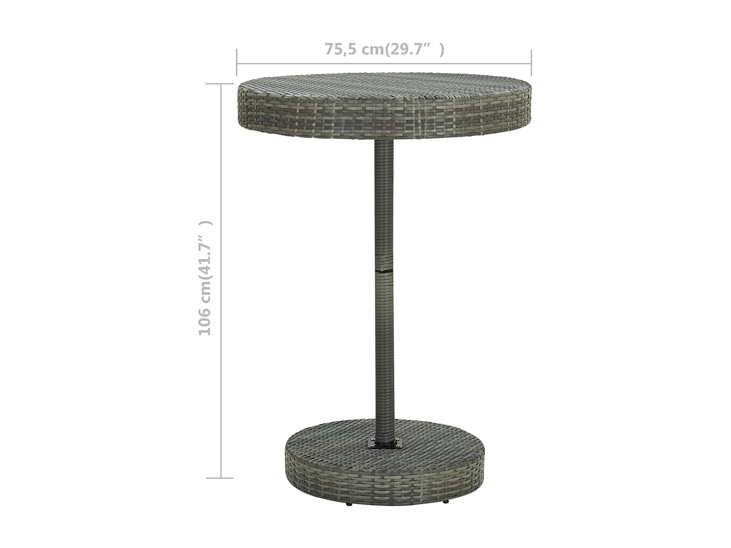 Table de jardin Gris 75,5x106 Résine tressée