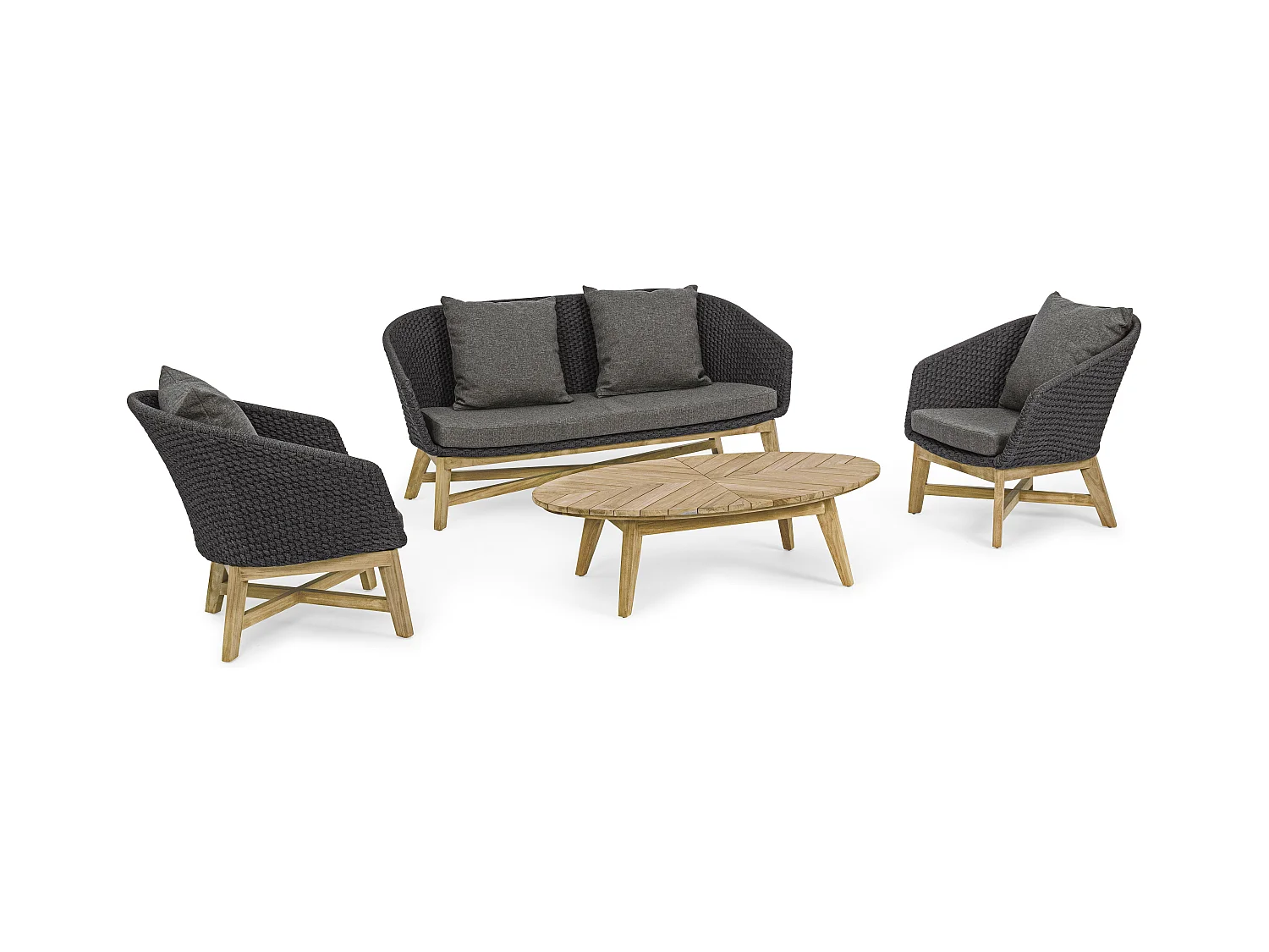 Table basse de jardin ovale en bois naturel Séla L 120cm