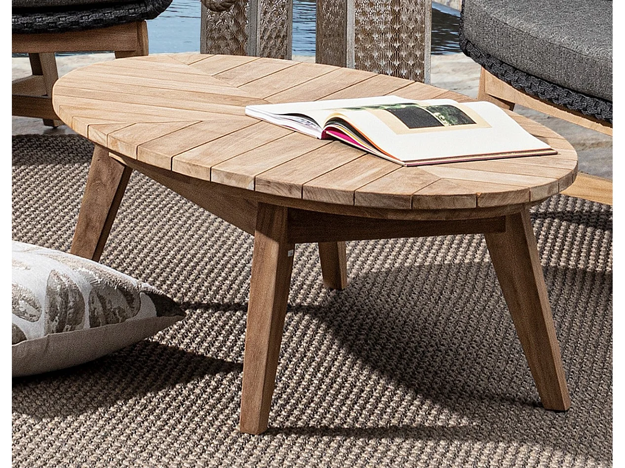 Table basse de jardin ovale en bois naturel Séla L 120cm
