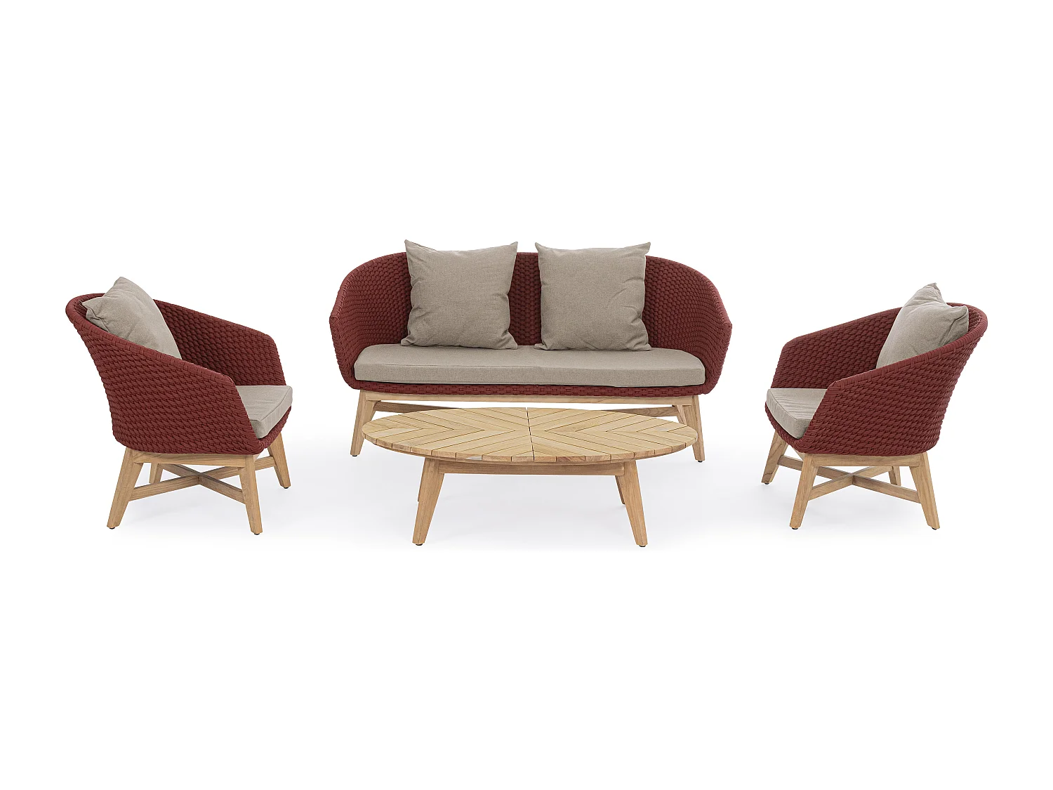 Table basse de jardin ovale en bois naturel Séla L 120cm