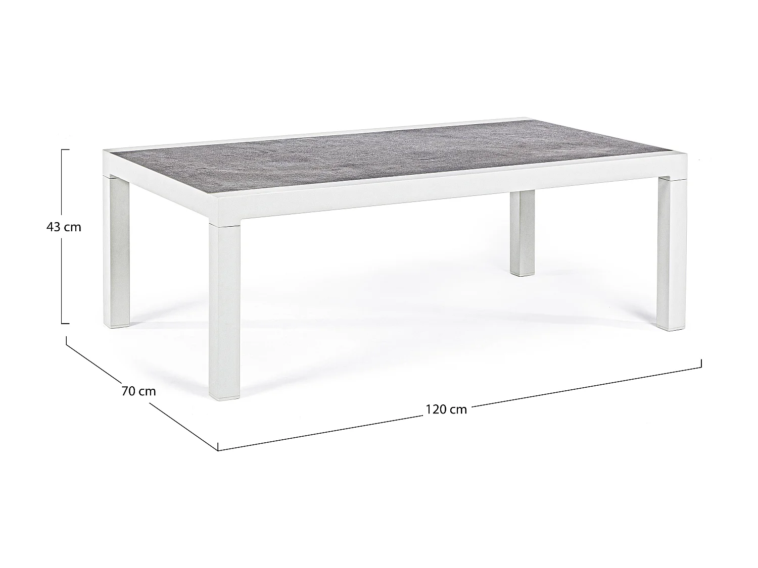 Table basse de jardin aluminium blanc et gris Keman L 120cm