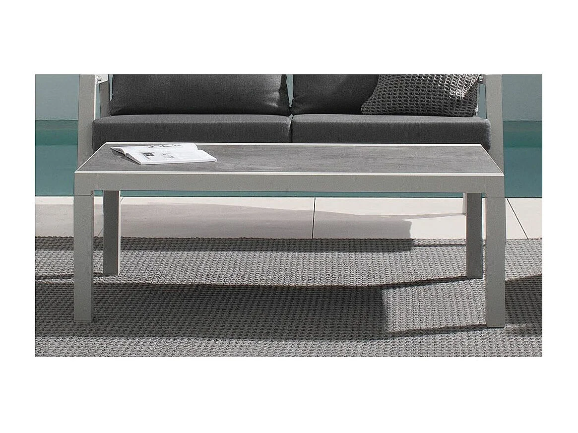 Table basse de jardin aluminium blanc et gris Keman L 120cm