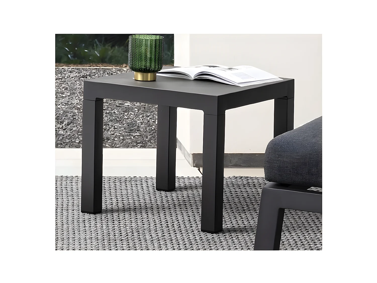 Table d'appoint de jardin carré céramique noir Keman L 50cm