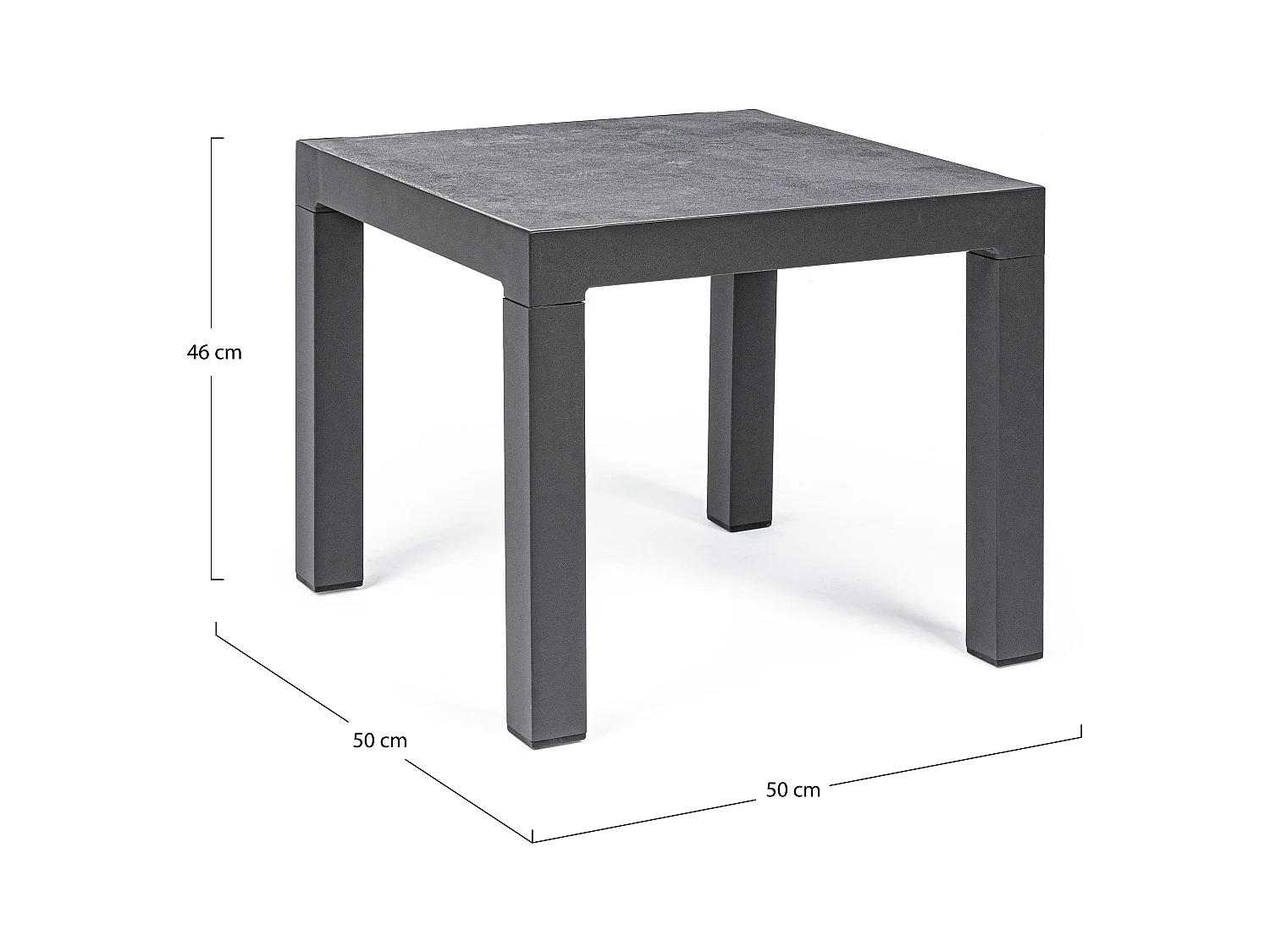 Table d'appoint de jardin carré céramique noir Keman L 50cm