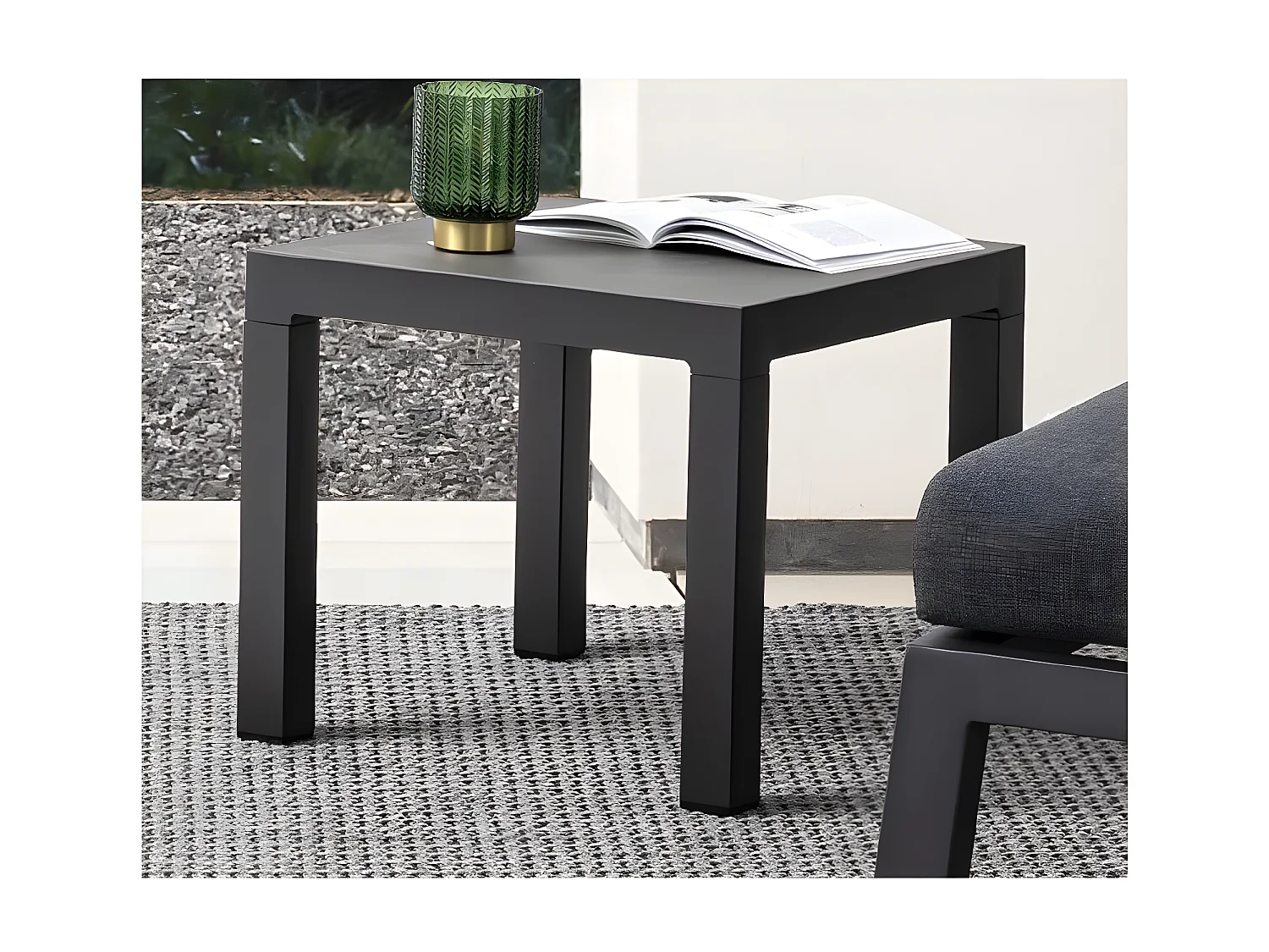 Table d'appoint de jardin carré céramique noir Keman L 50cm