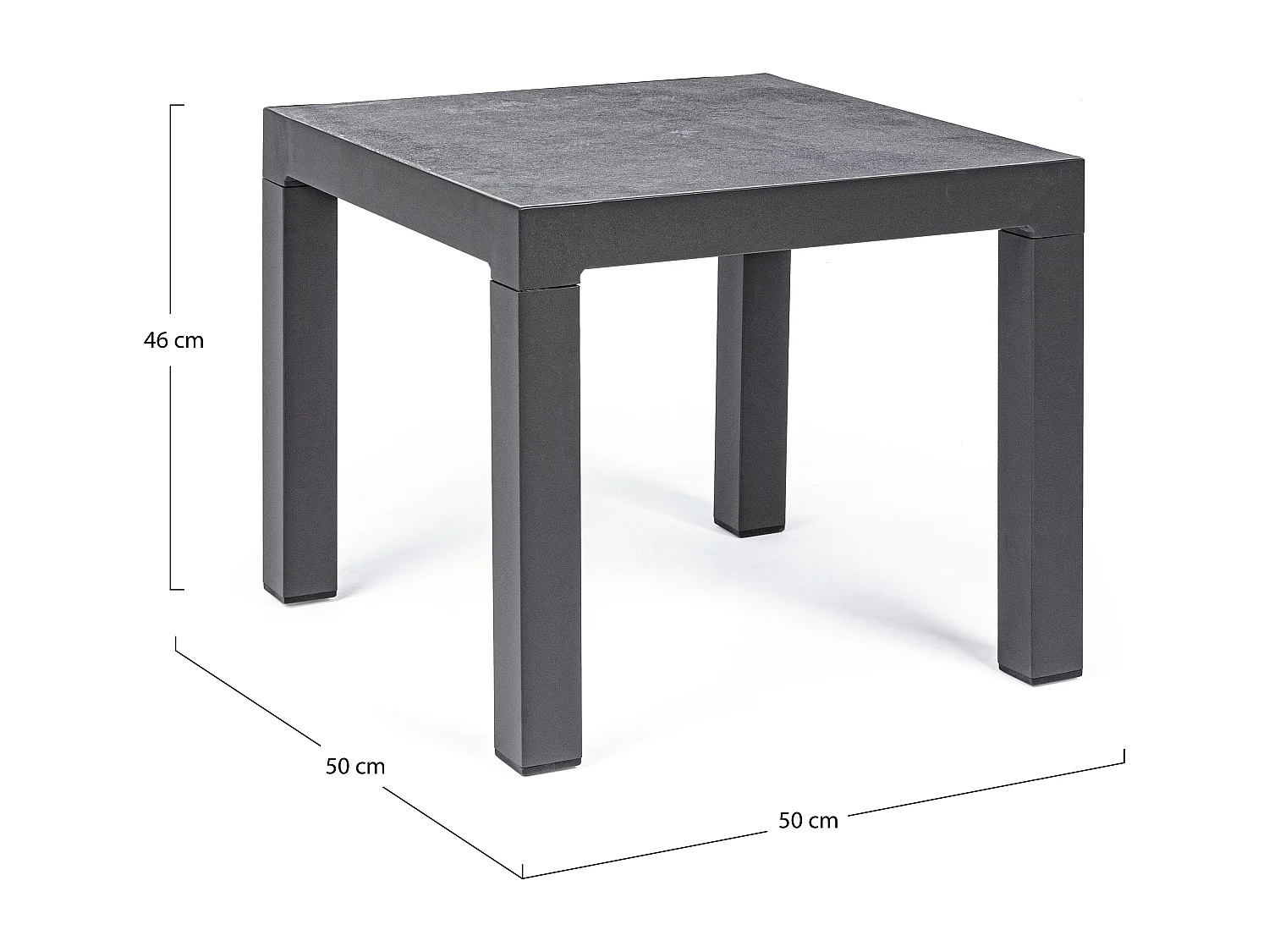 Table d'appoint de jardin carré céramique noir Keman L 50cm