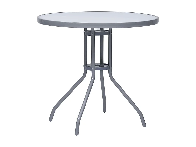 Table de jardin Gris clair 80cm Acier et verre