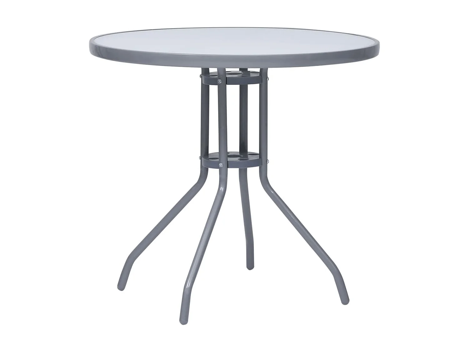 Table de jardin Gris clair 80cm Acier et verre