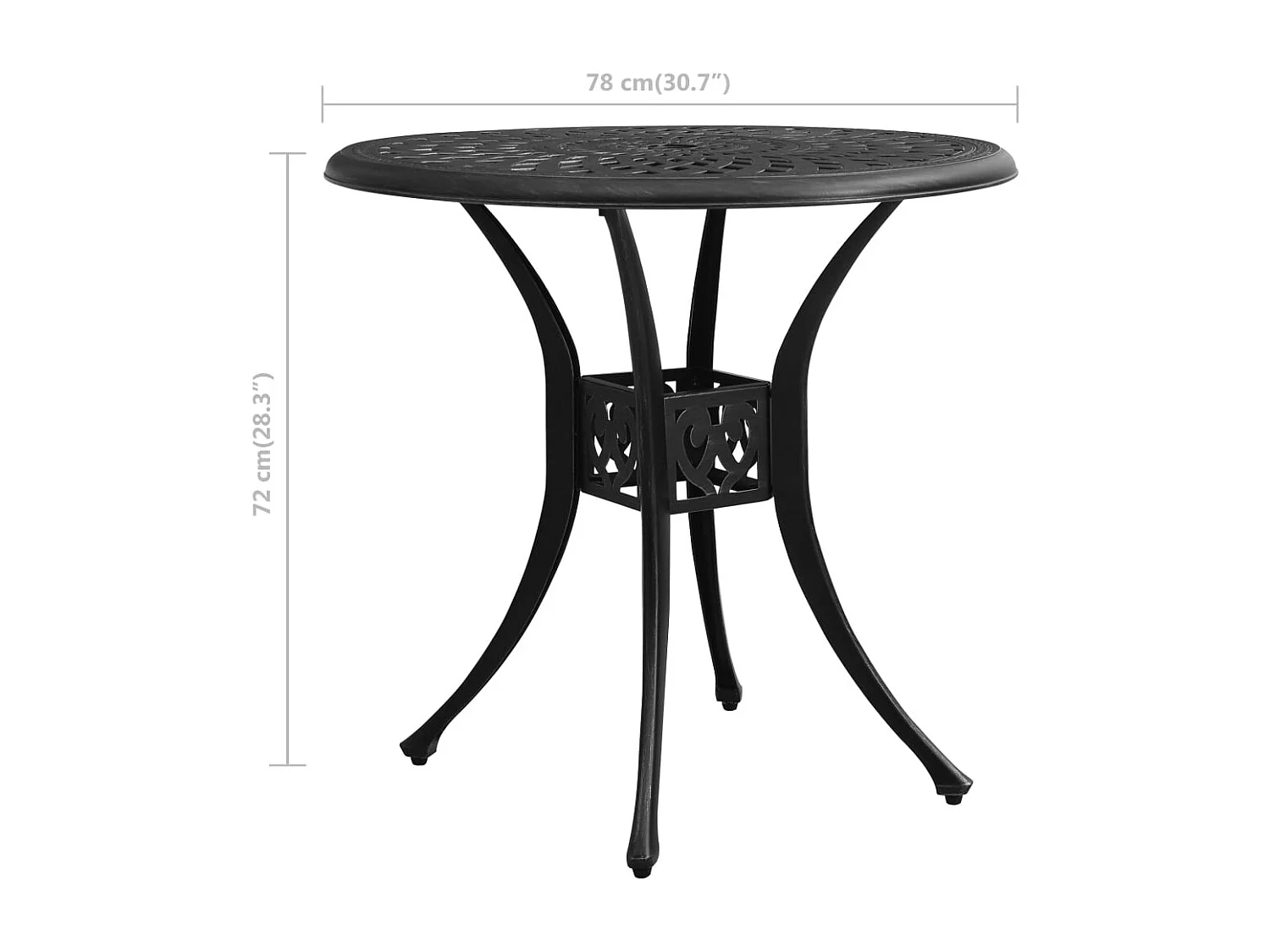 Table de jardin Noir 78x78x72 Aluminium coulé