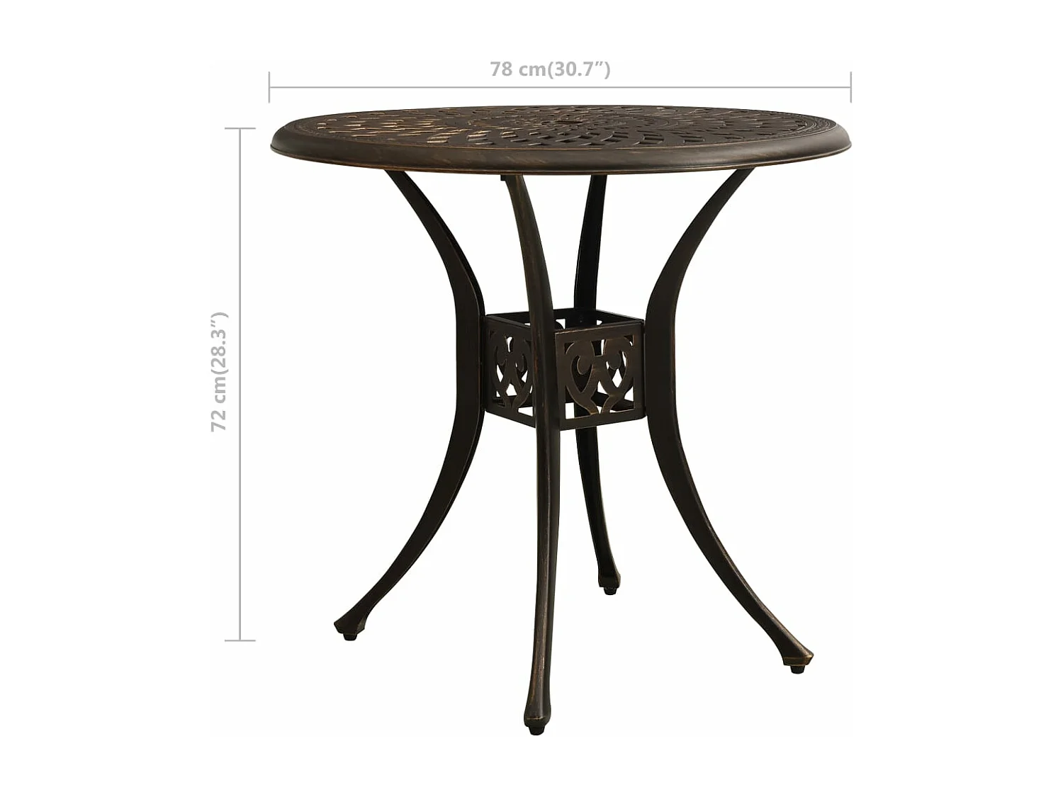 Table de jardin Bronze 78x78x72 Aluminium coulé