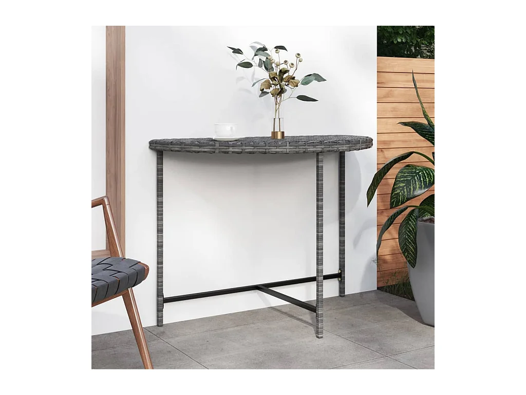 Tuintafel 100x50x75 cm poly rattan grijs