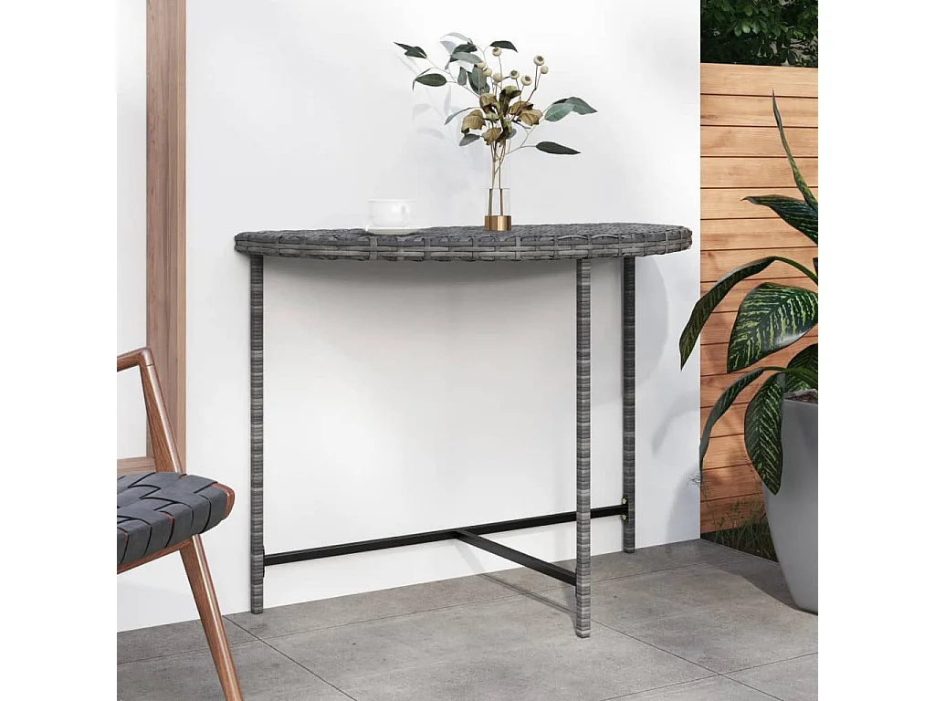 Table de jardin Gris 100x50x75 Résine tressée