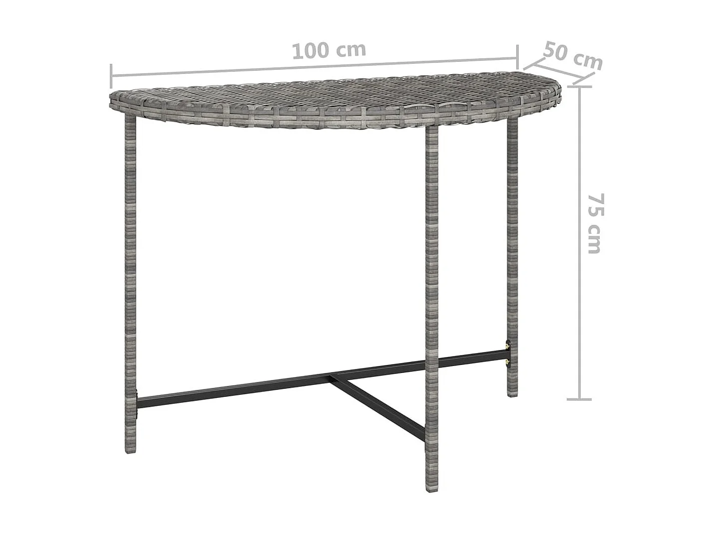 Table de jardin Gris 100x50x75 Résine tressée
