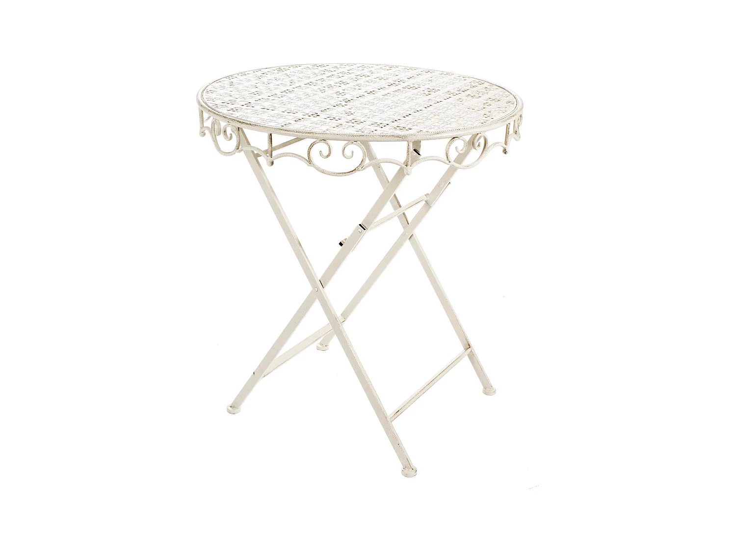 Table haute en fer blanc ivoire Emilio D 70cm