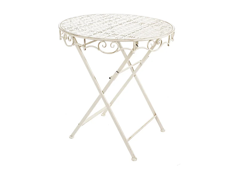 Table haute en fer blanc ivoire Emilio D 70cm