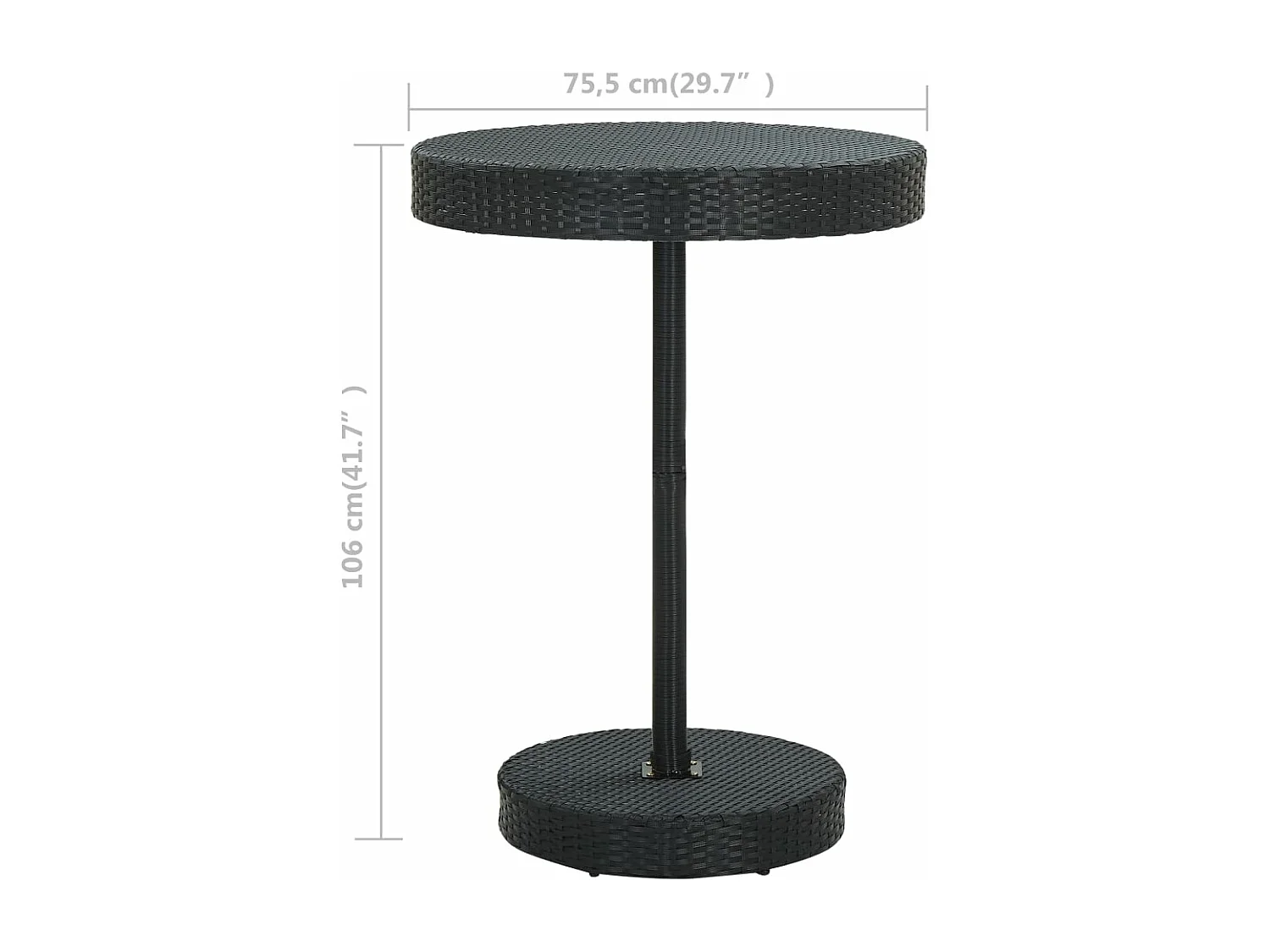 Table de jardin Noir 75,5x106 Résine tressée