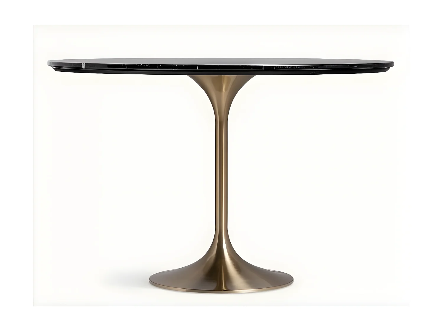 Table à manger ronde céramique et pied acier doré style art déco Korne-Couleur Noir-Diamètre 120 cm