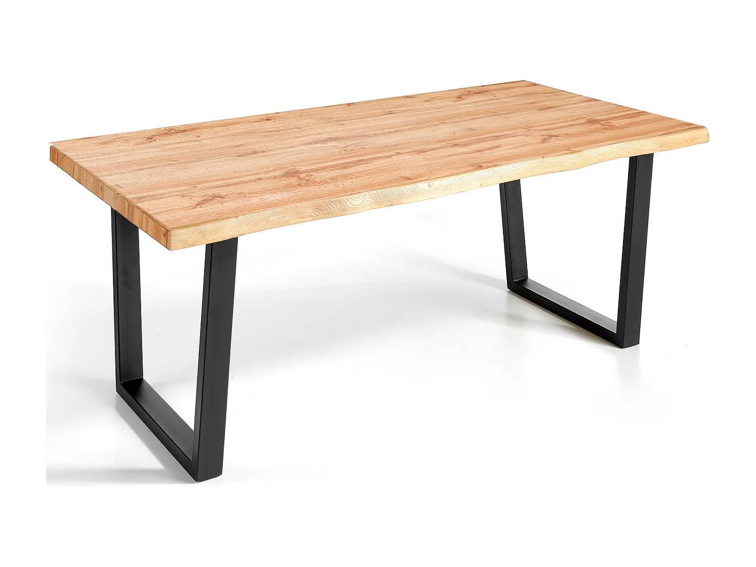 Table à manger bois de chêne rustique et métal noir Kibak 160cm