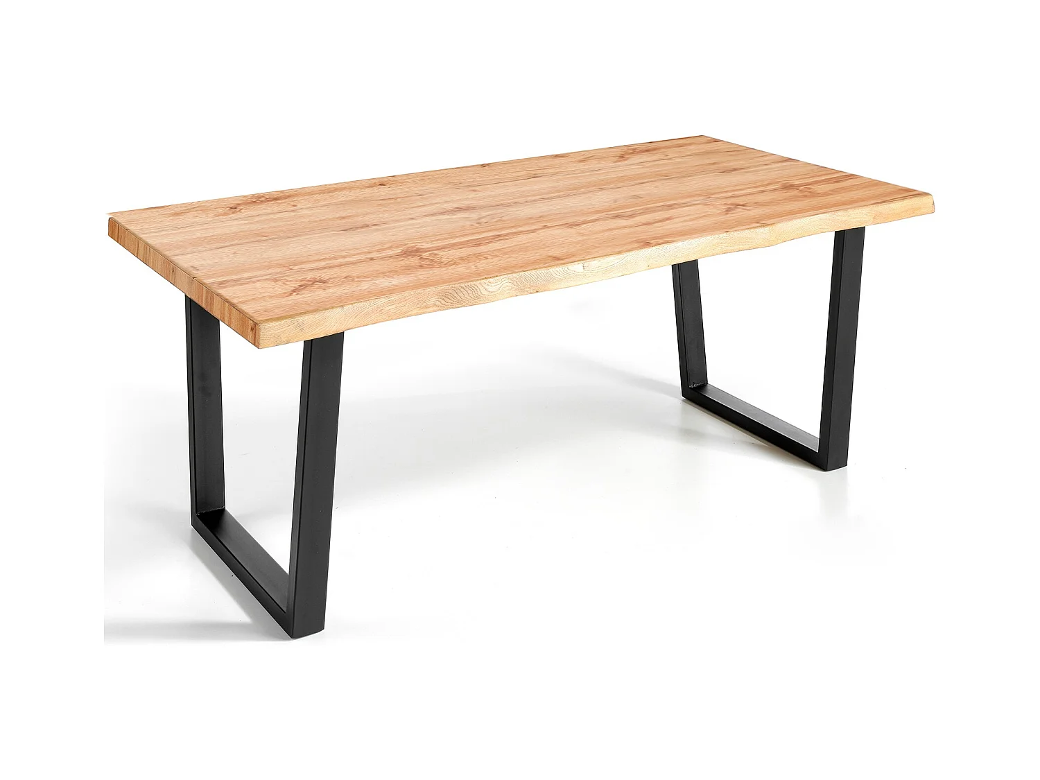 Table à manger bois de chêne rustique et métal noir Kibak 160cm