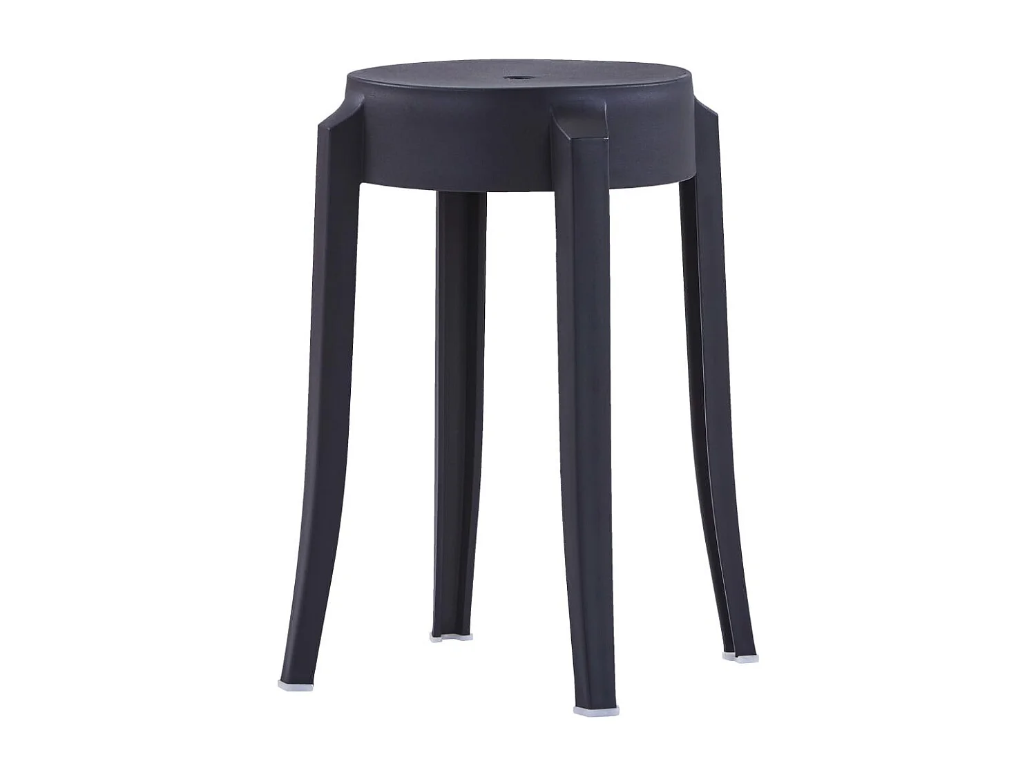 4 pcs Tabourets empilables Noir Plastique