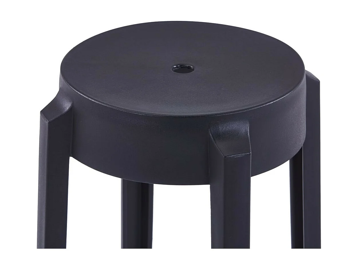 4 pcs Tabourets empilables Noir Plastique