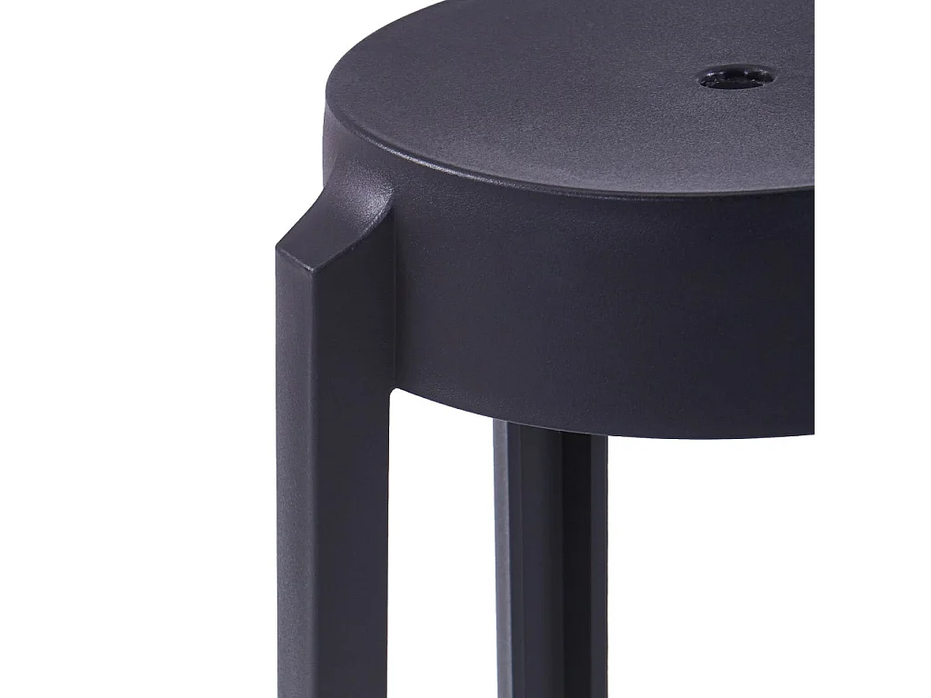 4 pcs Tabourets empilables Noir Plastique