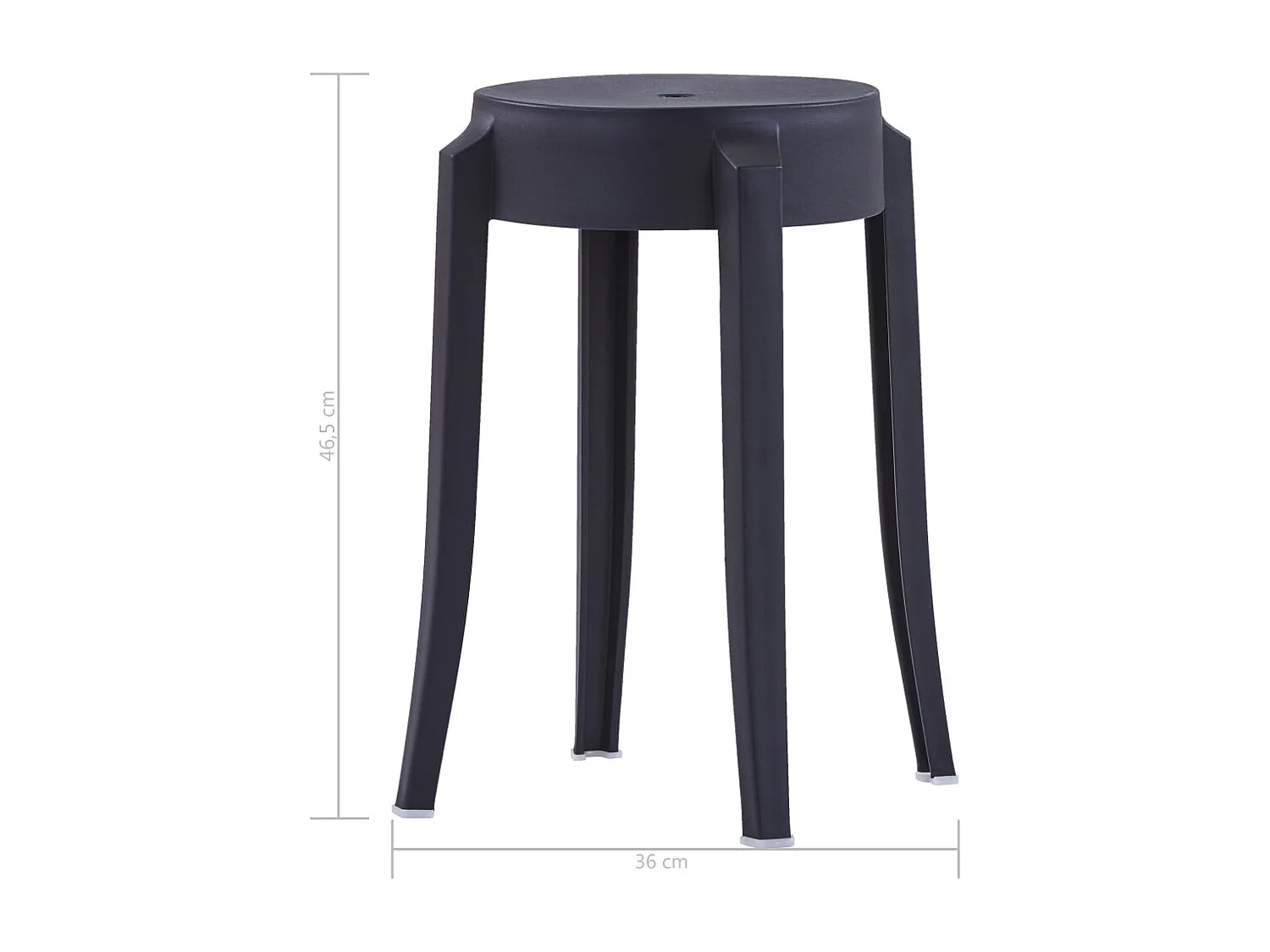 4 pcs Tabourets empilables Noir Plastique