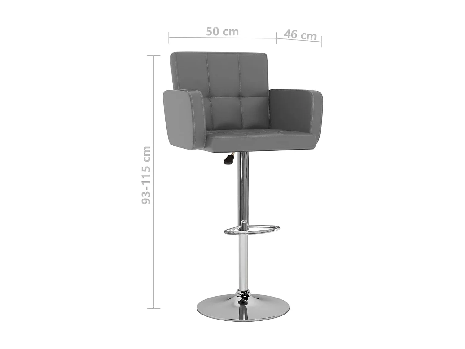 Tabourets de bar 2 pcs Gris Similicuir 14