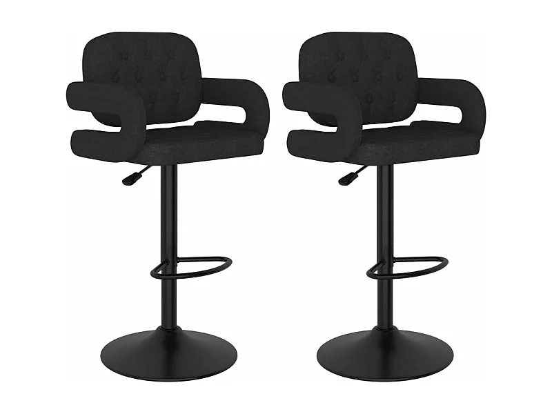 Tabourets de bar 2 pcs Noir Tissu Verka
