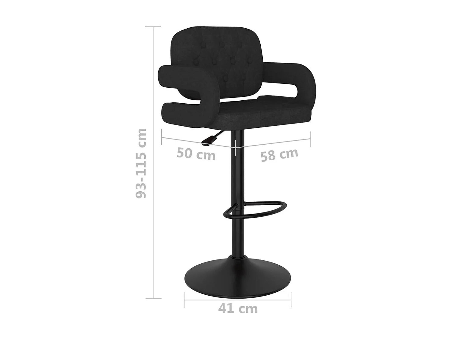 Tabourets de bar 2 pcs Noir Tissu Verka