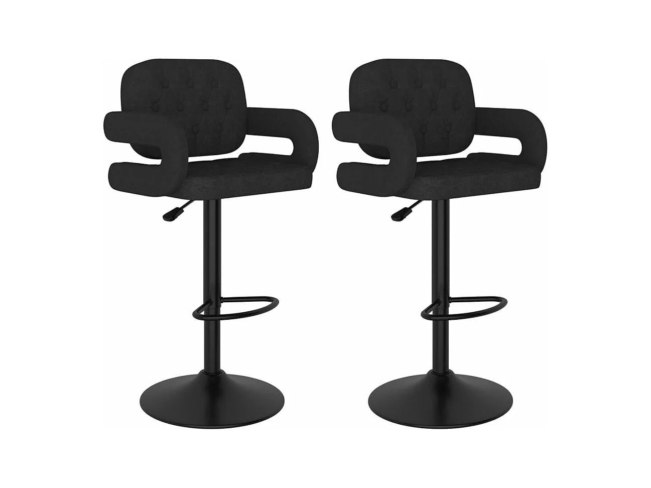 Tabourets de bar 2 pcs Noir Tissu Verka