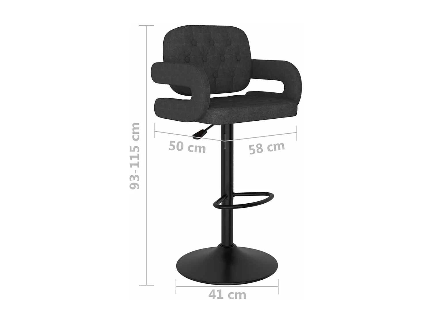 Tabourets de bar 2 pcs Gris foncé Tissu Boris