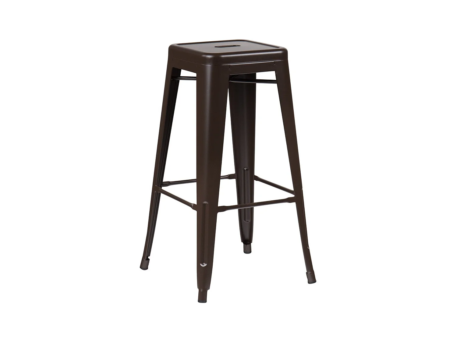 Tabouret haut 76cm Kontoir en acier brillant - Design industriel et élégant-Couleur Marron