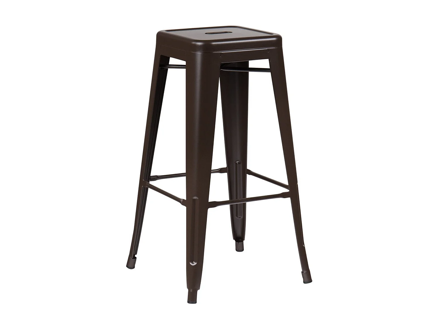 Tabouret haut 76cm Kontoir en acier brillant - Design industriel et élégant-Couleur Marron