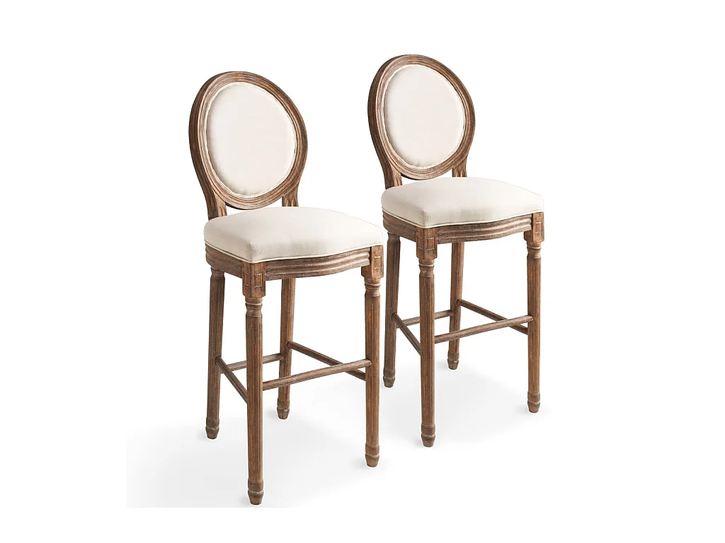 Chaises de bar 2 pcs Blanc Lin