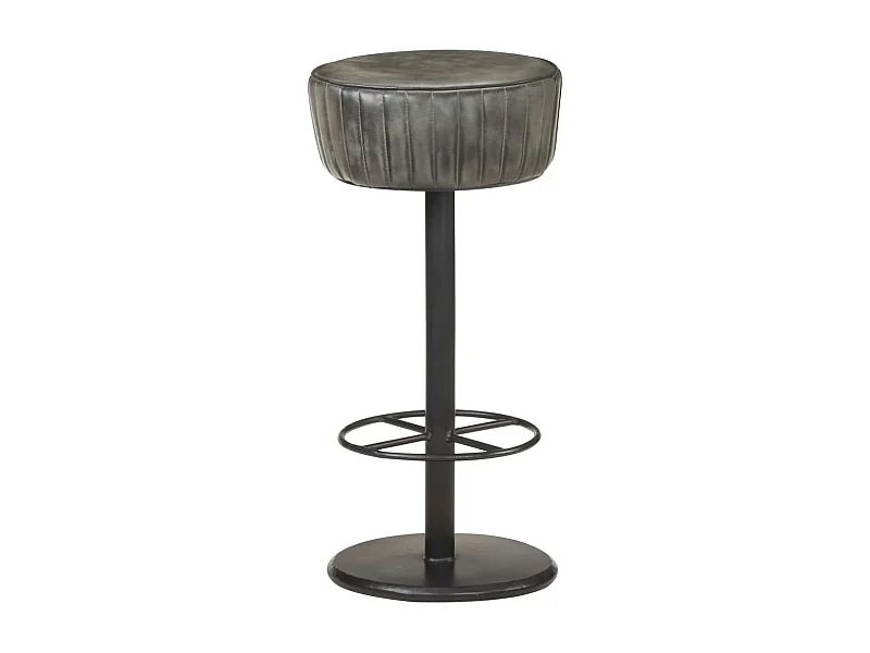 Tabouret de bar Gris Cuir véritable Havane
