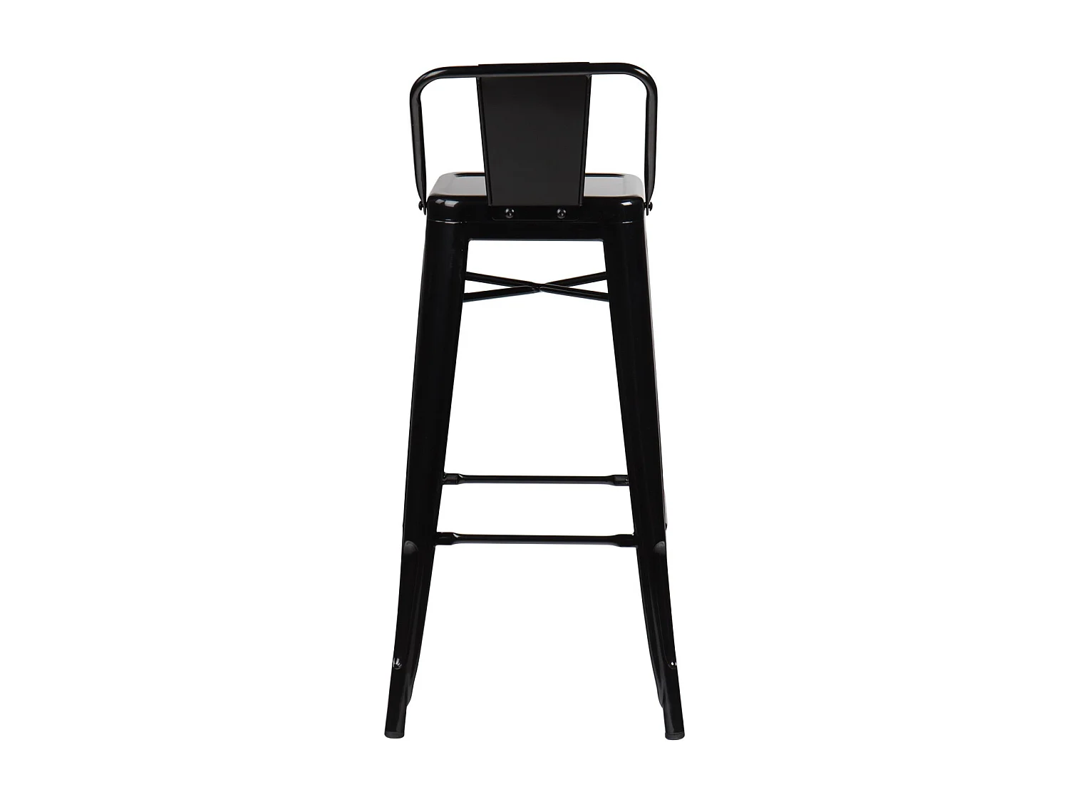 Tabouret avec dossier 74cm Kontoir en acier brillant - Design industriel et élégant-Couleur Noir