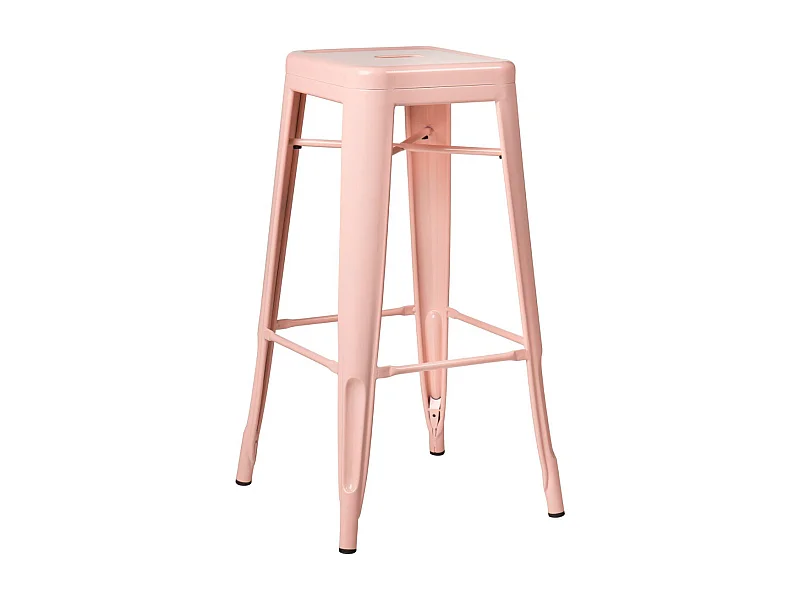Tabouret haut 76cm Kontoir en acier brillant - Design industriel et élégant-Couleur Rose clair